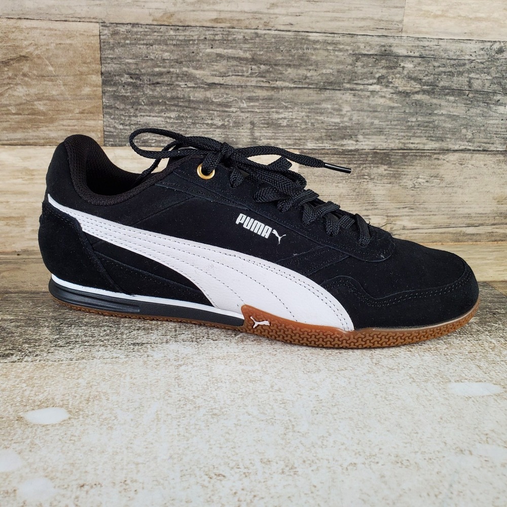 PUMA Bella Donna SD Womens Shoes Sz 8.5 Black White Suede Lace Up Low Sneakers